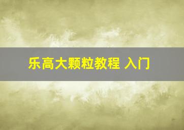 乐高大颗粒教程 入门